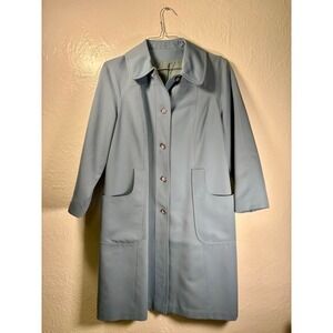 VTG Women's Coat Forecaster of Boston Lined Blue Trench Rain Coat 14 1/2 Classic